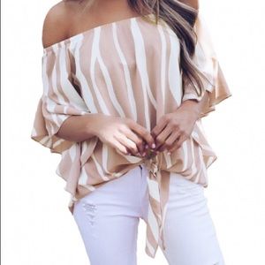 Stripe Off The Shoulder Top